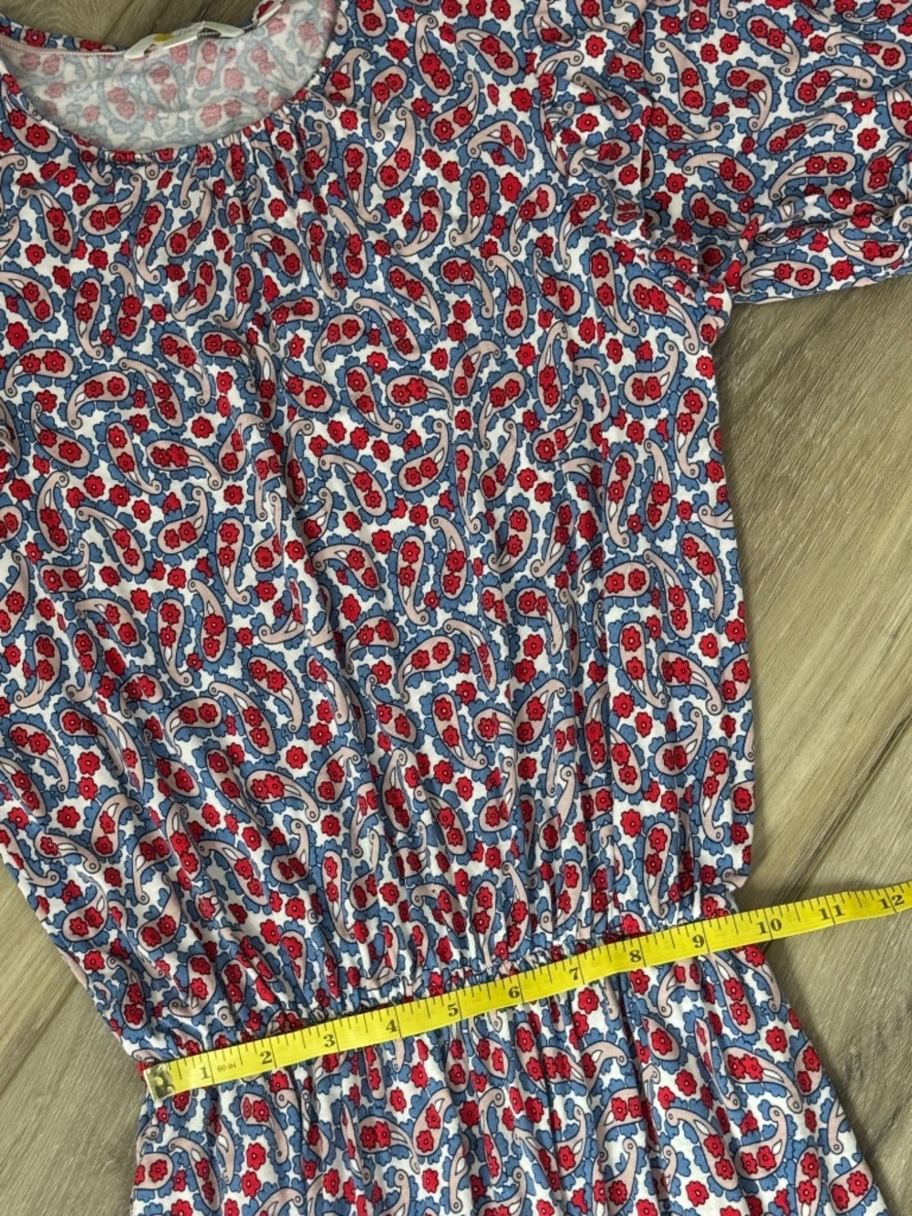Boden Jersey Knit Midi Dress Ruffle Shoulder Paisley Floral All Over Print Sz 4 - Picture 13 of 16